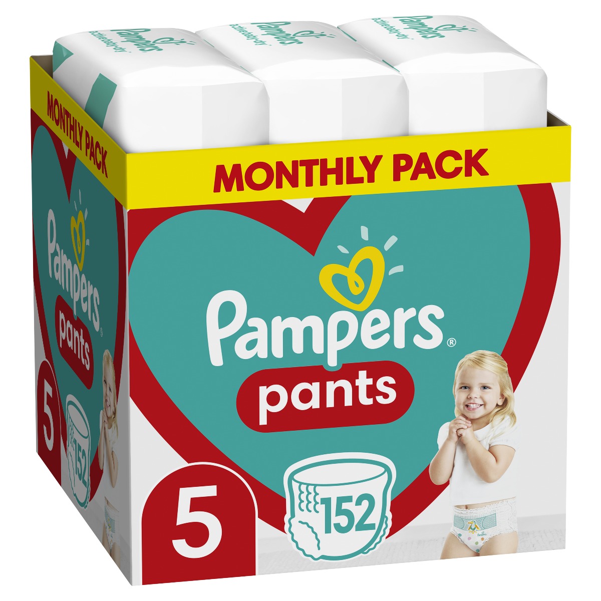 Pampers Pants vel. 5 Monthly Pack 12-17 kg plenkové kalhotky 152 ks Pampers