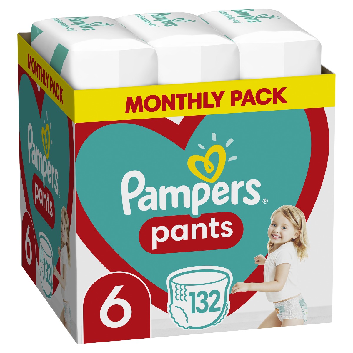Pampers Pants vel. 6 Monthly Pack 15+ kg plenkové kalhotky 132 ks Pampers