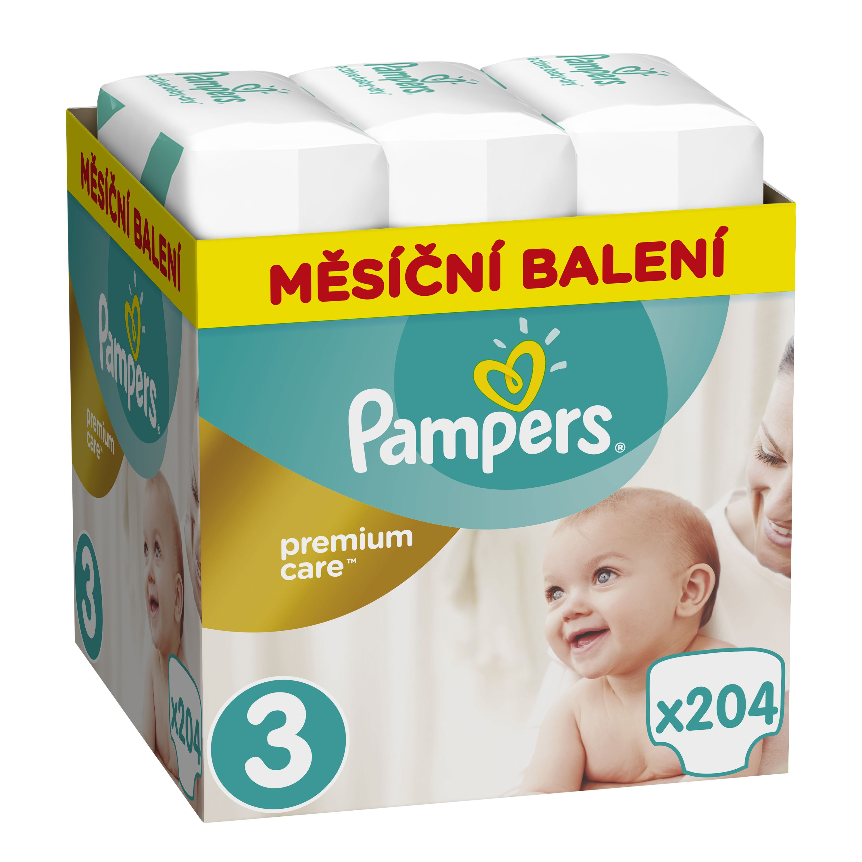Pampers Premium Care vel. 3 Monthly Pack 6-10 kg dětské pleny 204 ks Pampers