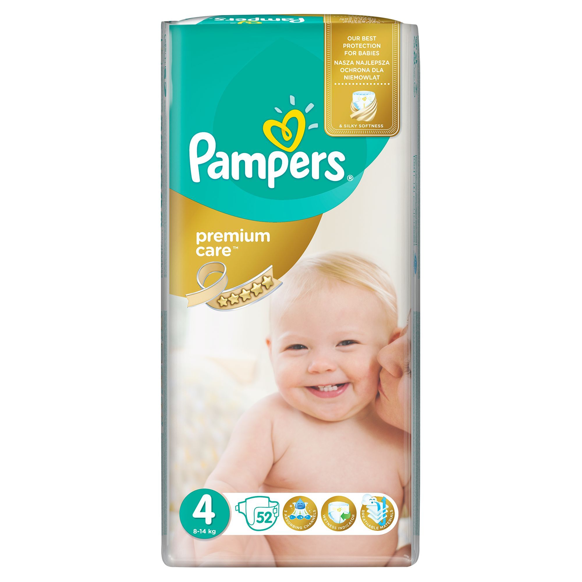 Pampers Premium Care vel. 4 8-14 kg dětské pleny 52 ks Pampers