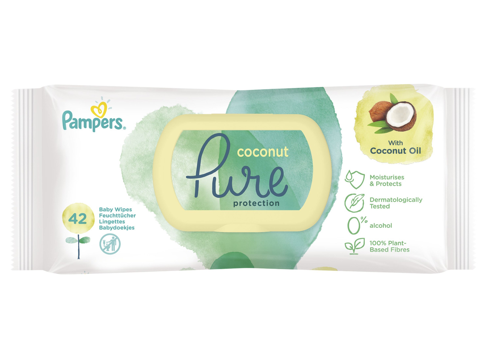 Pampers Pure Protection Coconut dětské čisticí ubrousky 42 ks Pampers