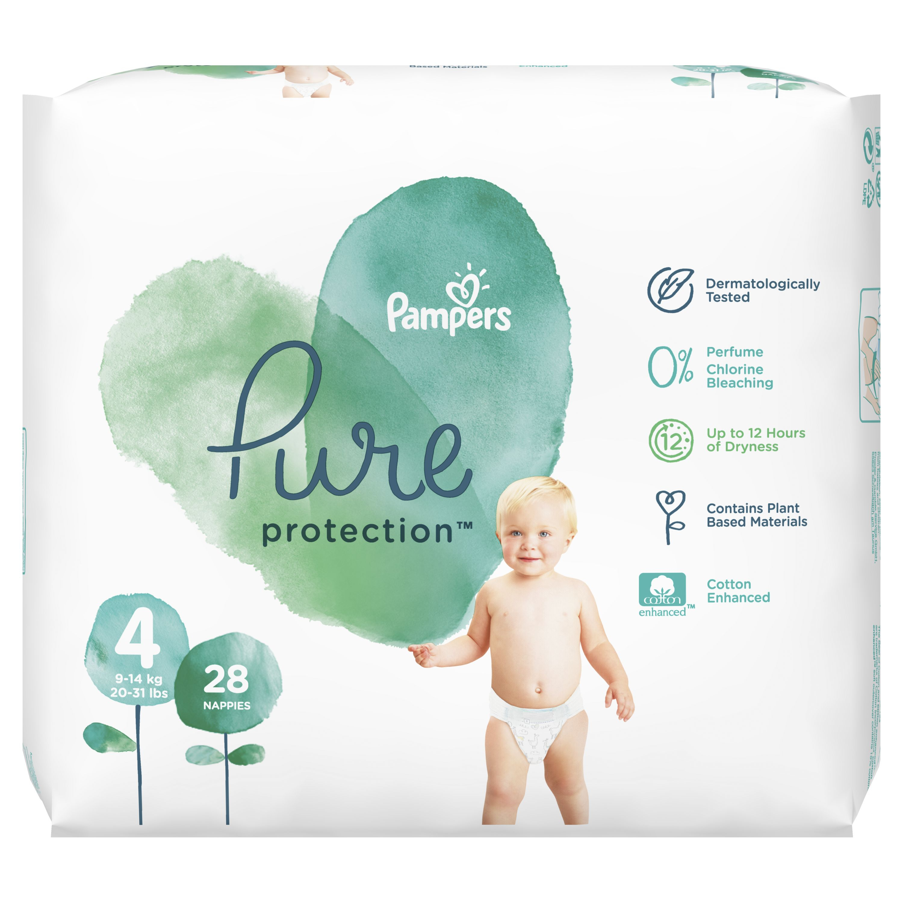 Pampers Pure Protection vel. 4 dětské plenky 28 ks Pampers