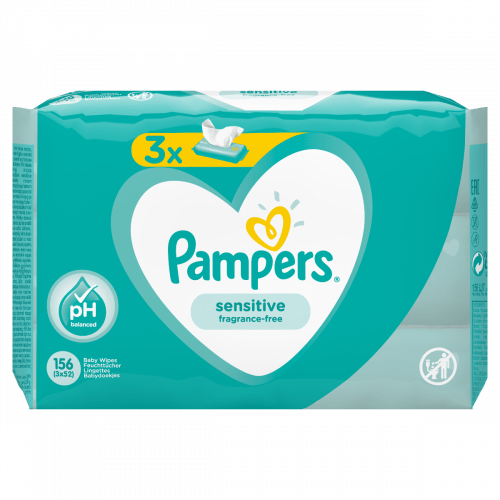 Pampers Sensitive vlhčené ubrousky 3x52 ks Pampers