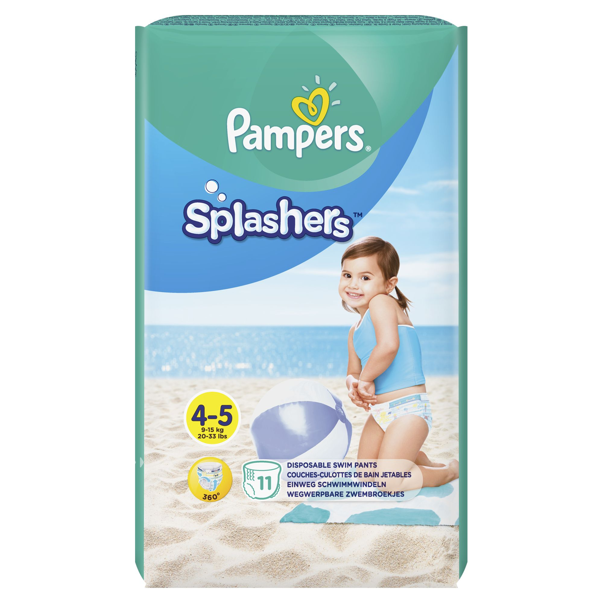 Pampers Splashers Kalhotkové plenky vel. 4 9-15 kg Carry Pack 11 ks Pampers