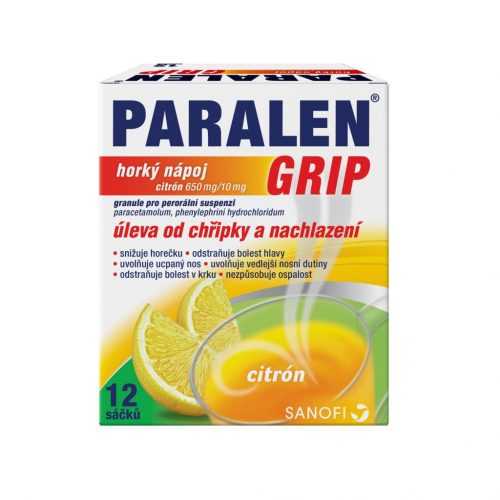 Paralen Grip Horký nápoj citron 12 sáčků Paralen