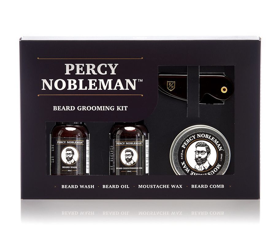 Percy Nobleman Pánská dárková sada péče o vousy a knír 4 ks Percy Nobleman