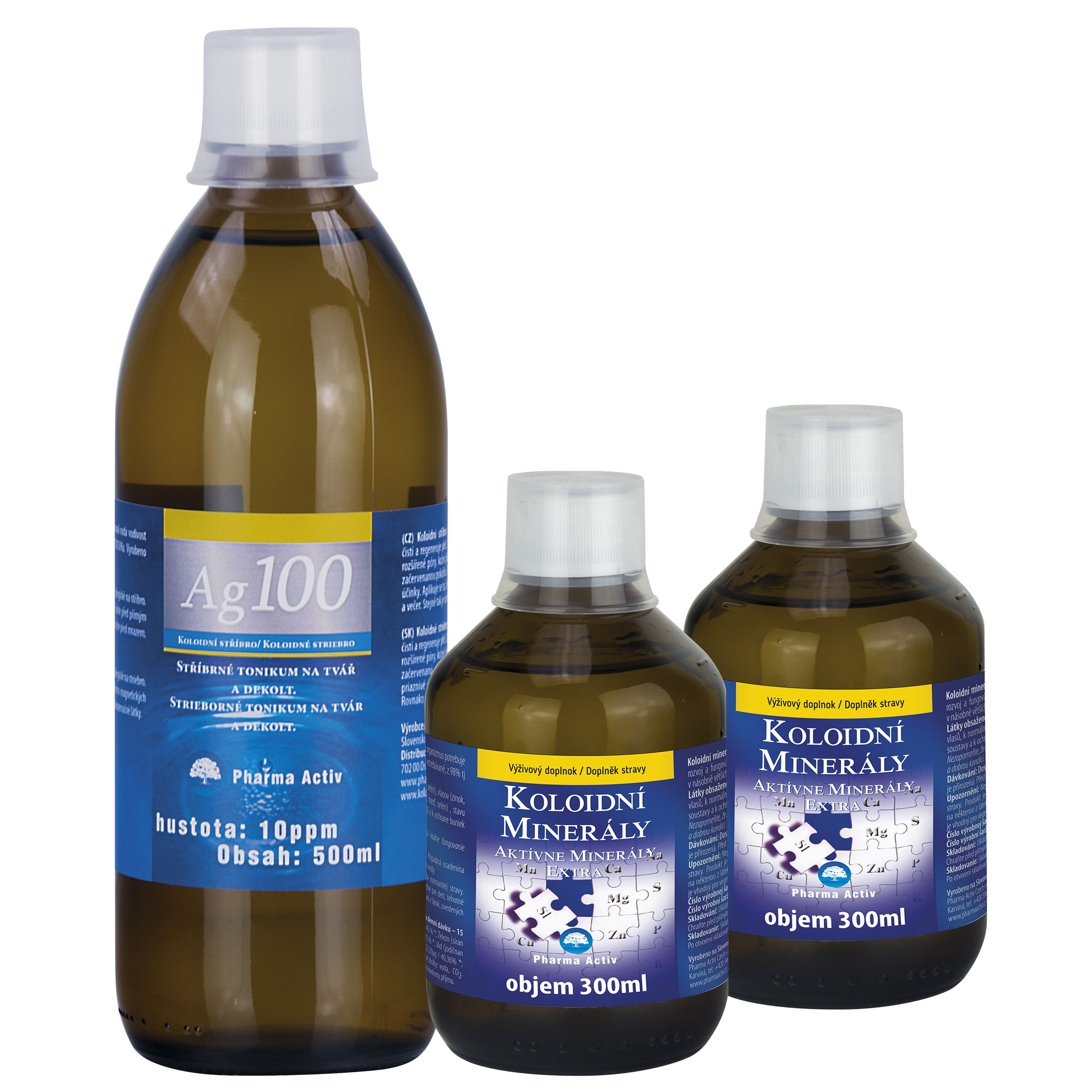 Pharma Activ Koloidní minerály 2x300 ml + Ag100 10ppm 500 ml Pharma Activ