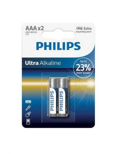 Philips Baterie Ultra Alkaline AAA LR03E2B/10 2 ks Philips