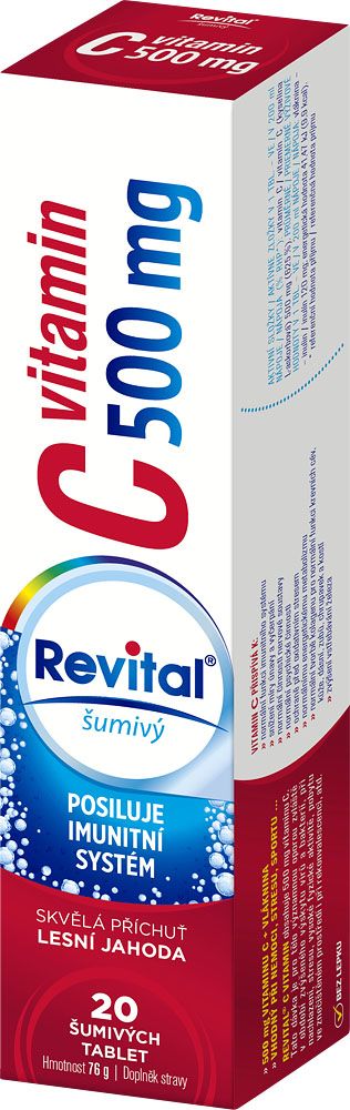 Revital Vitamin C 500 mg lesní jahoda 20 šumivých tablet Revital