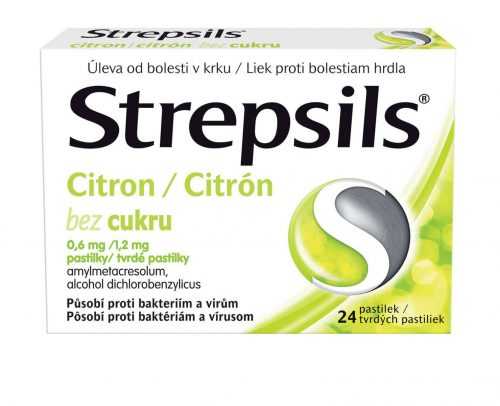 Strepsils Citron bez cukru 24 pastilek Strepsils