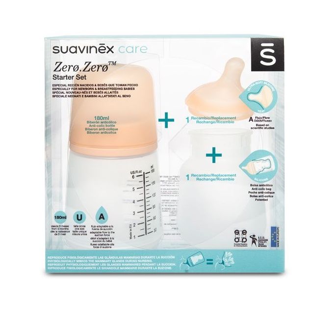 Suavinex Zero Zero A 180 ml startovací set Suavinex