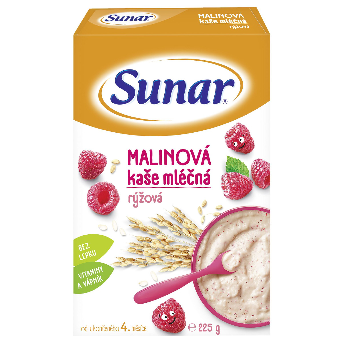 Sunar Mléčná kaše malinová rýžová 225 g Sunar