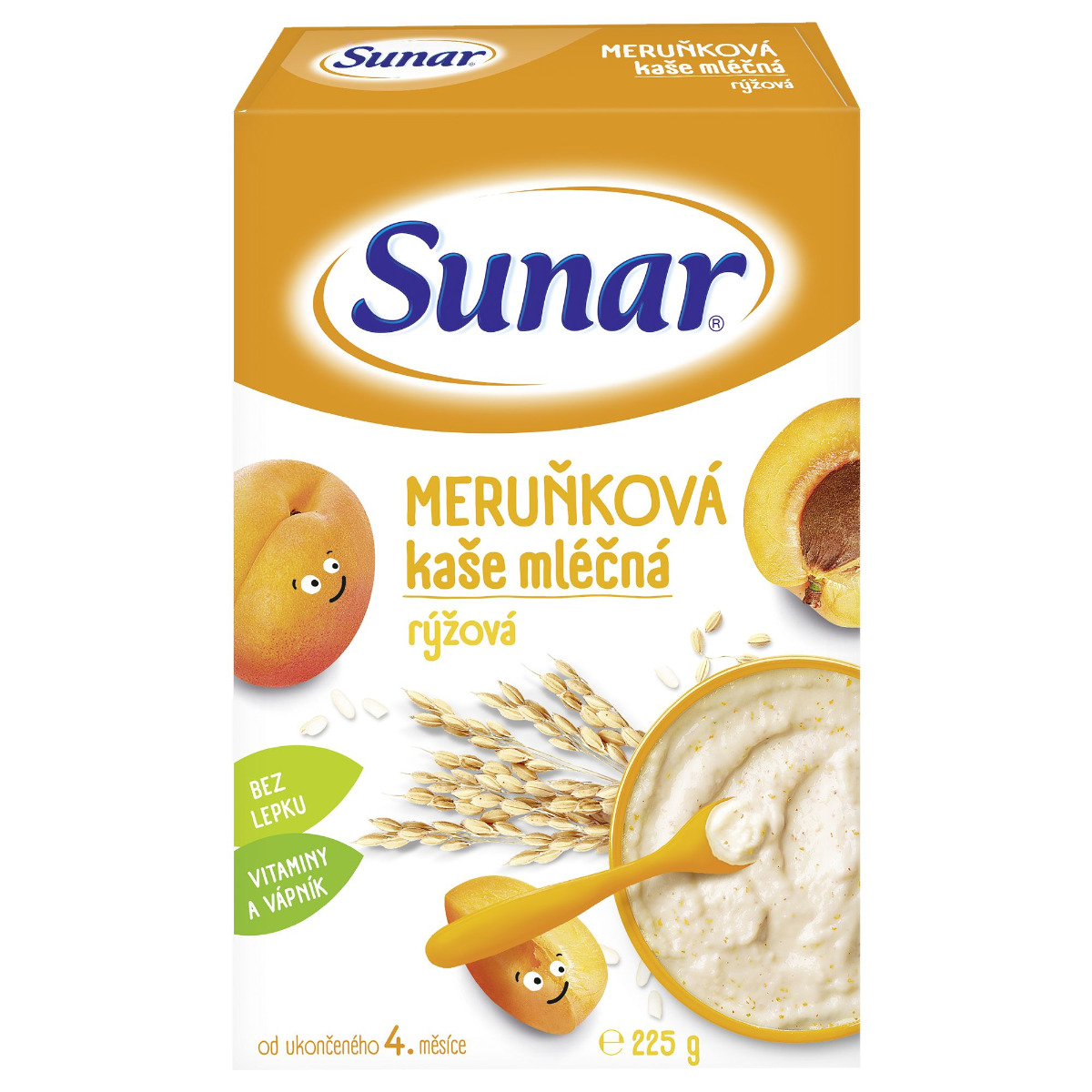 Sunar Mléčná kaše meruňková rýžová 225 g Sunar