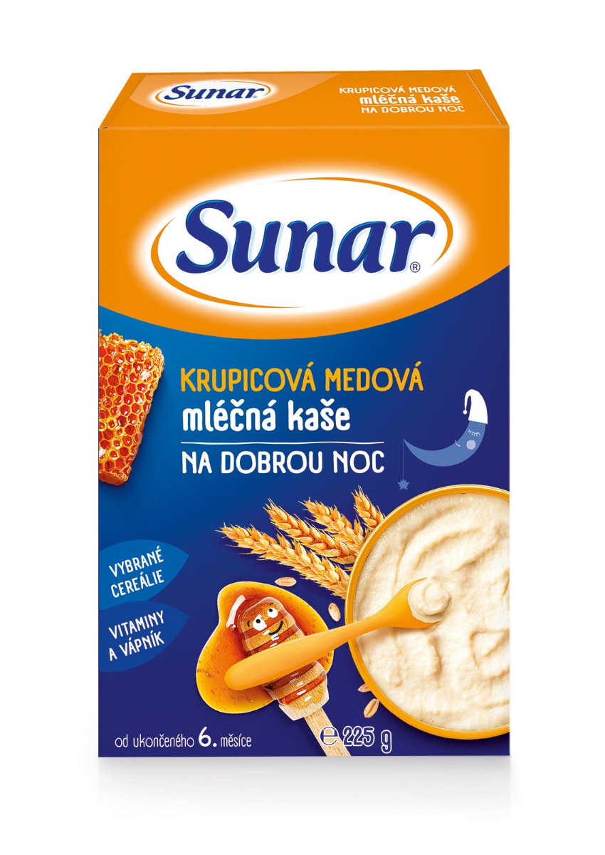 Sunar Mléčná kaše na dobrou noc krupicová medová 225 g Sunar