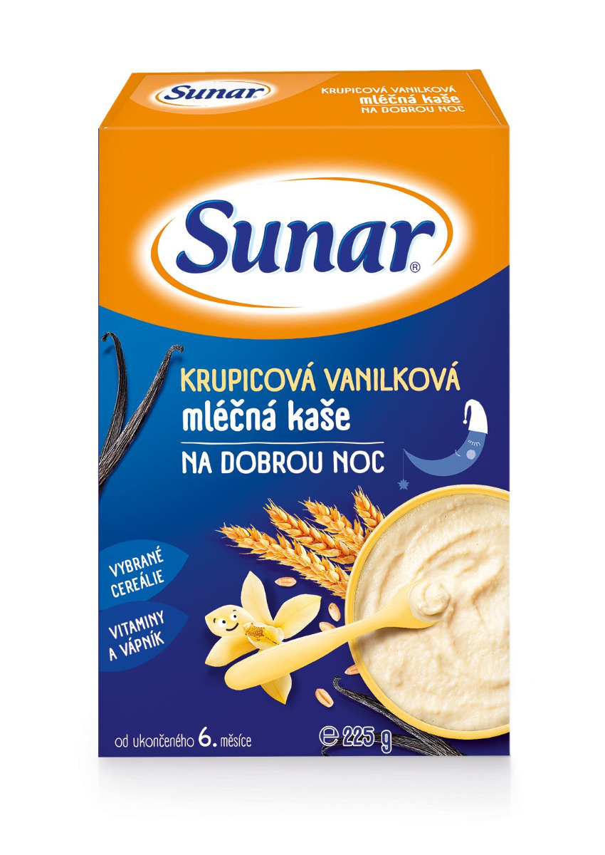 Sunar Mléčná kaše na dobrou noc krupicová vanilková 225 g Sunar