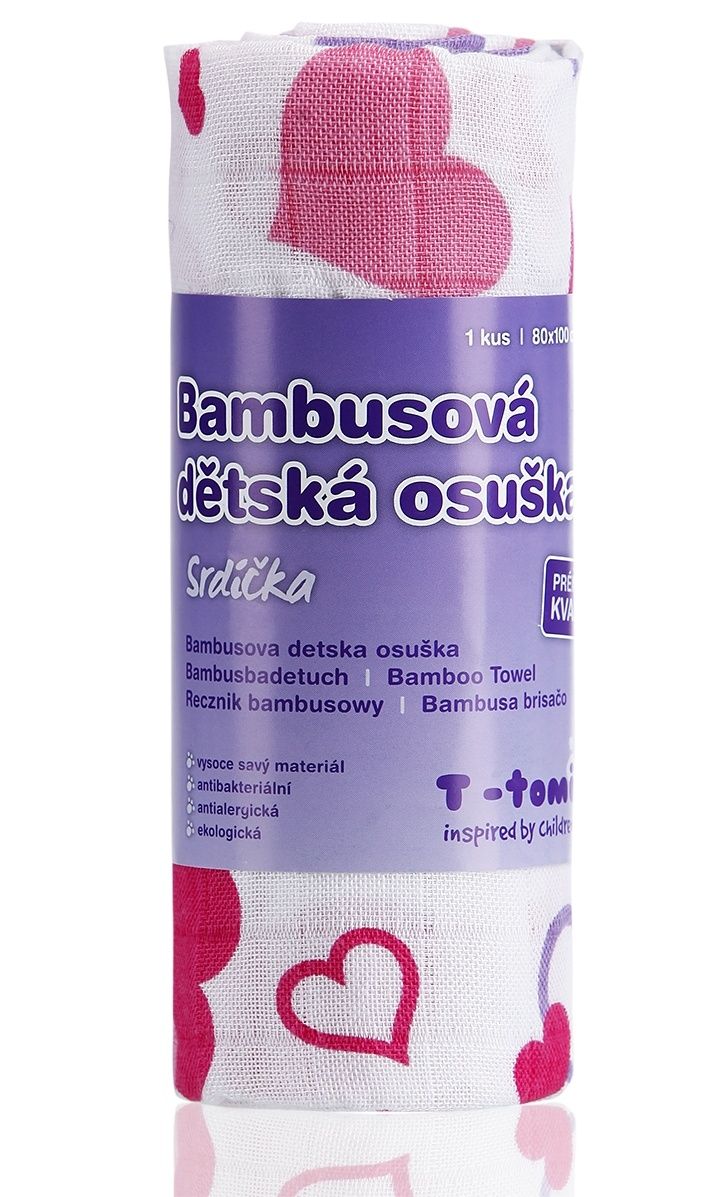 T-tomi Bambusová BIO osuška 1 ks srdíčka T-tomi