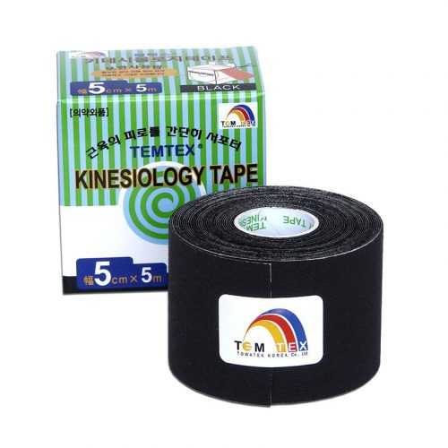 TEMTEX Kinesio tape 5 cm x 5 m tejpovací páska černá TEMTEX