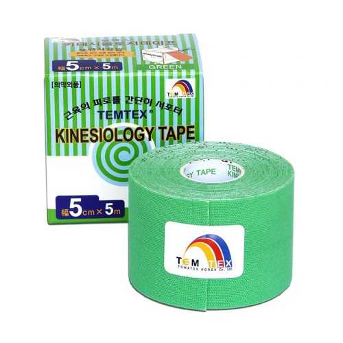 TEMTEX Kinesio tape 5 cm x 5 m tejpovací páska zelená TEMTEX