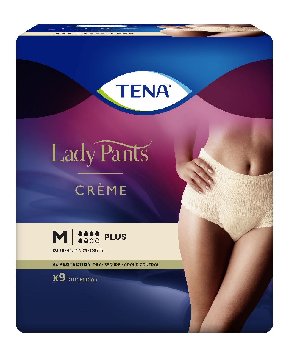 Tena Lady Pants Plus Creme Medium inkontinenční kalhotky 9 ks Tena