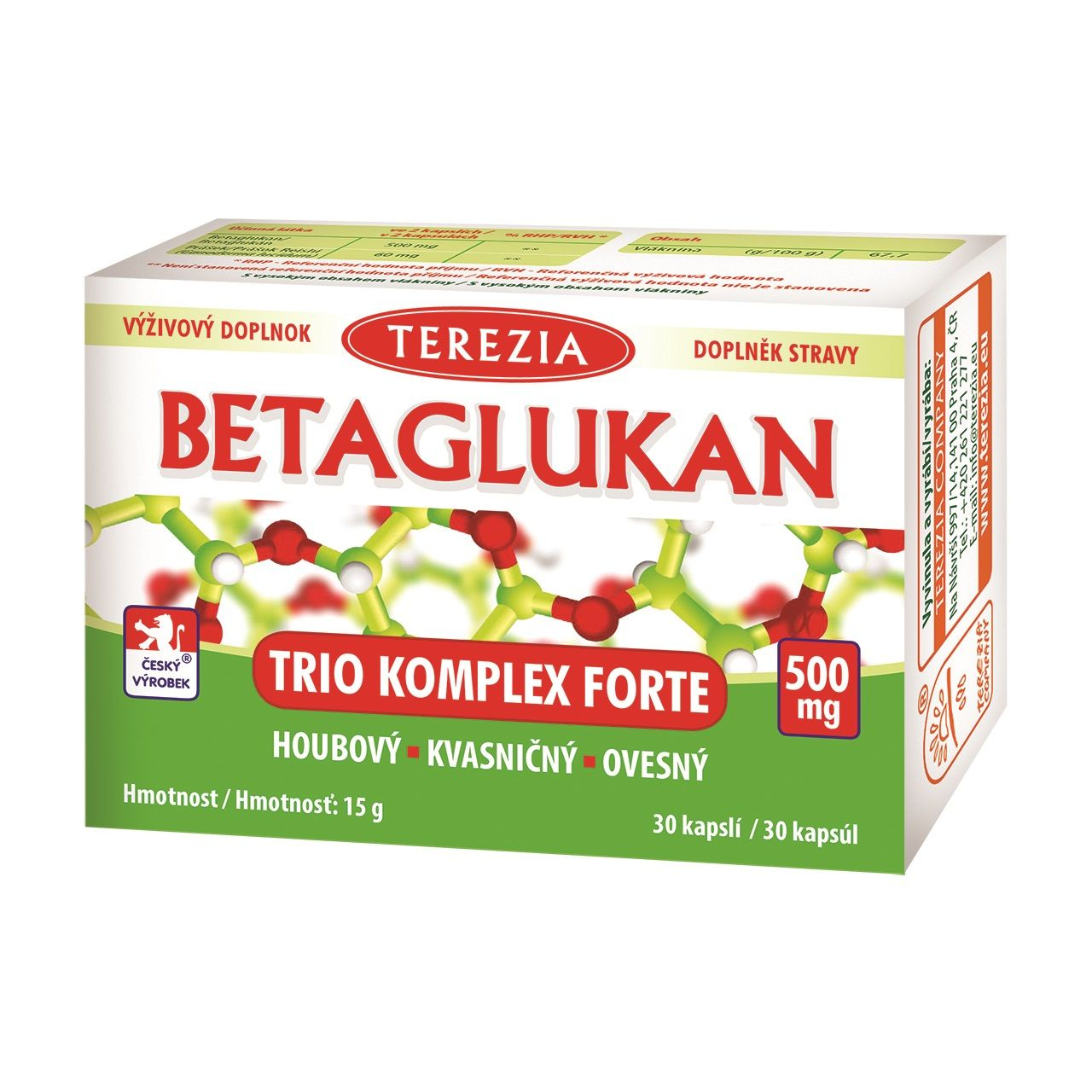 Terezia Betaglukan Trio komplex forte 30 kapslí Terezia