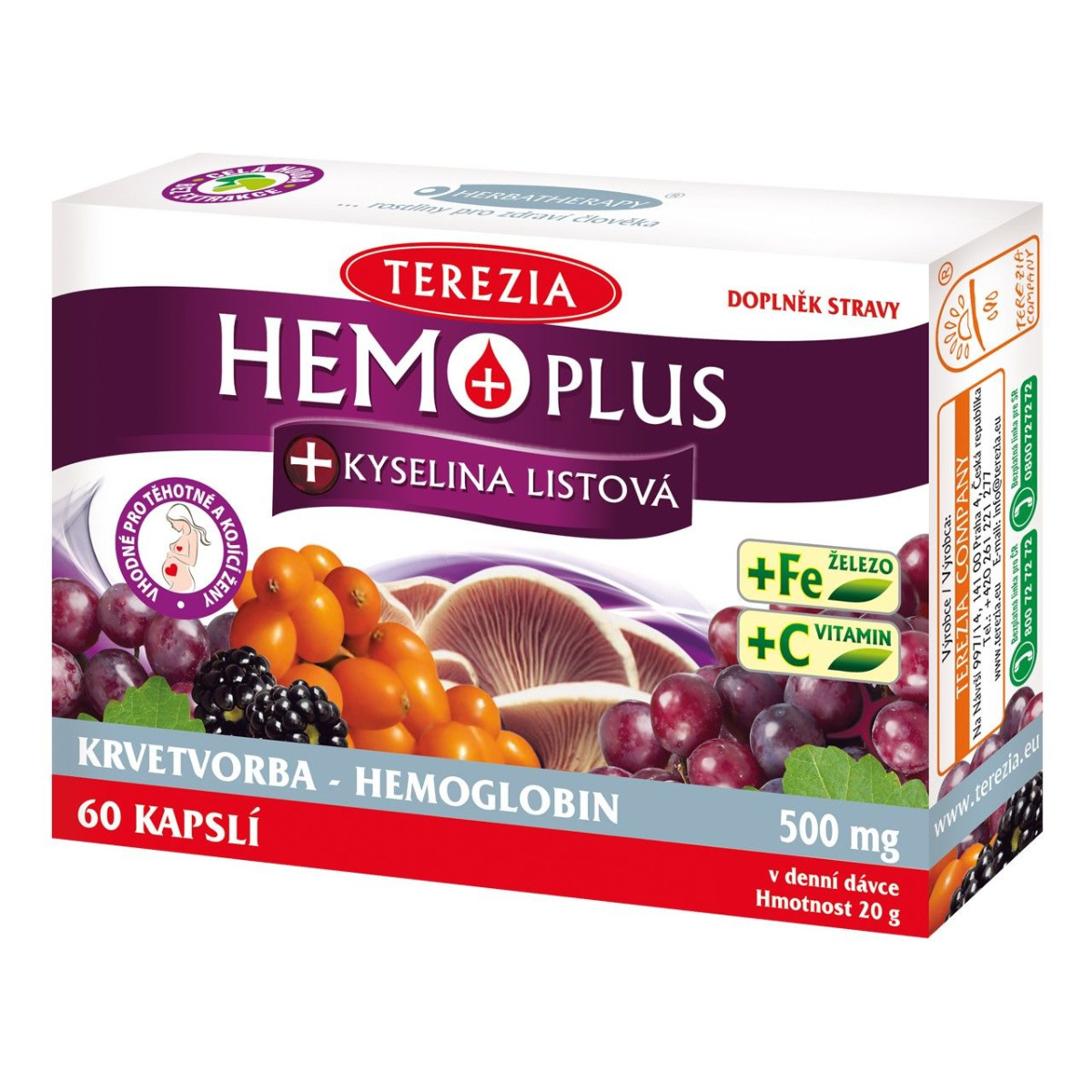 Terezia Hemoplus + kyselina listová 60 kapslí Terezia
