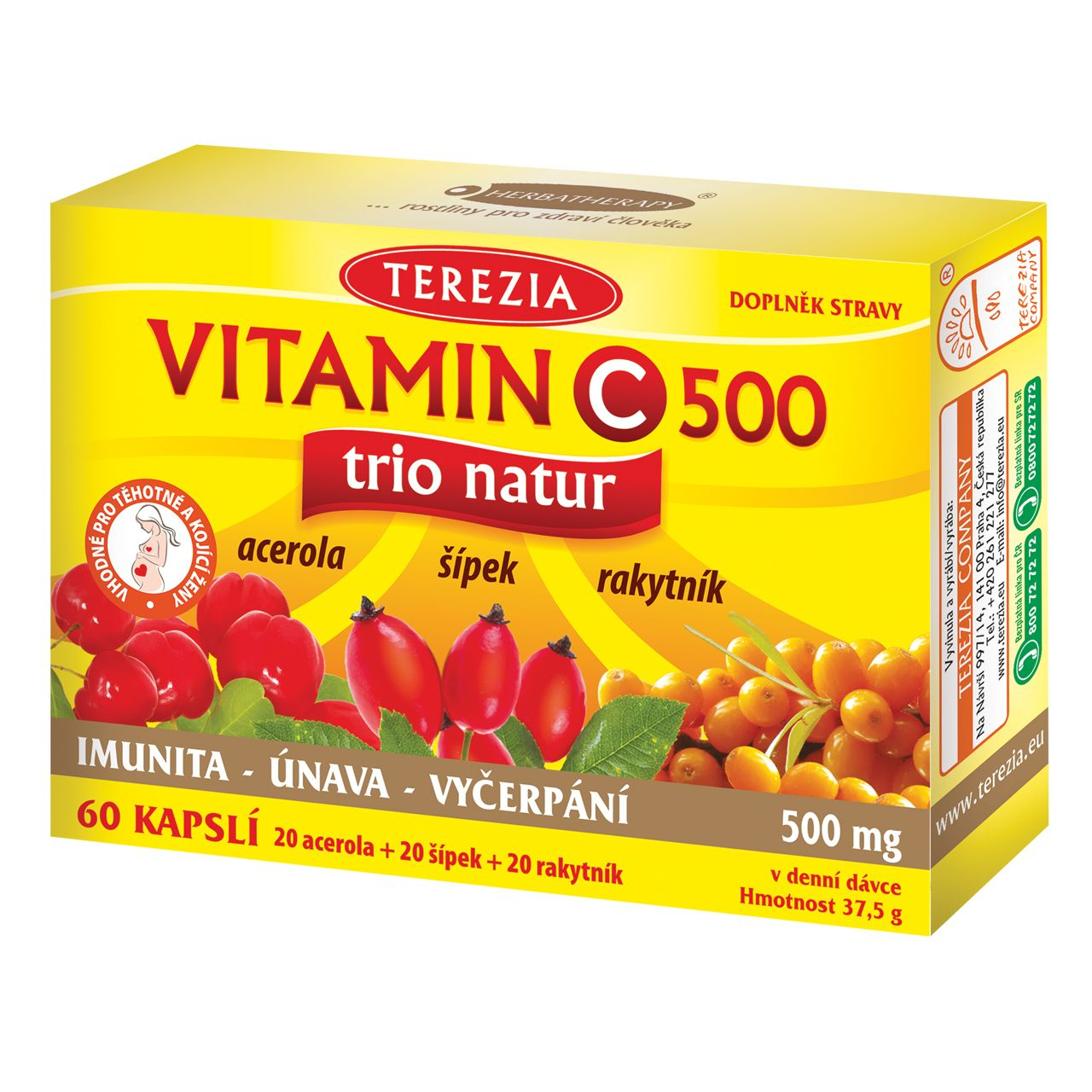 Terezia Vitamin C Trio Natur 500 mg 60 kapslí Terezia