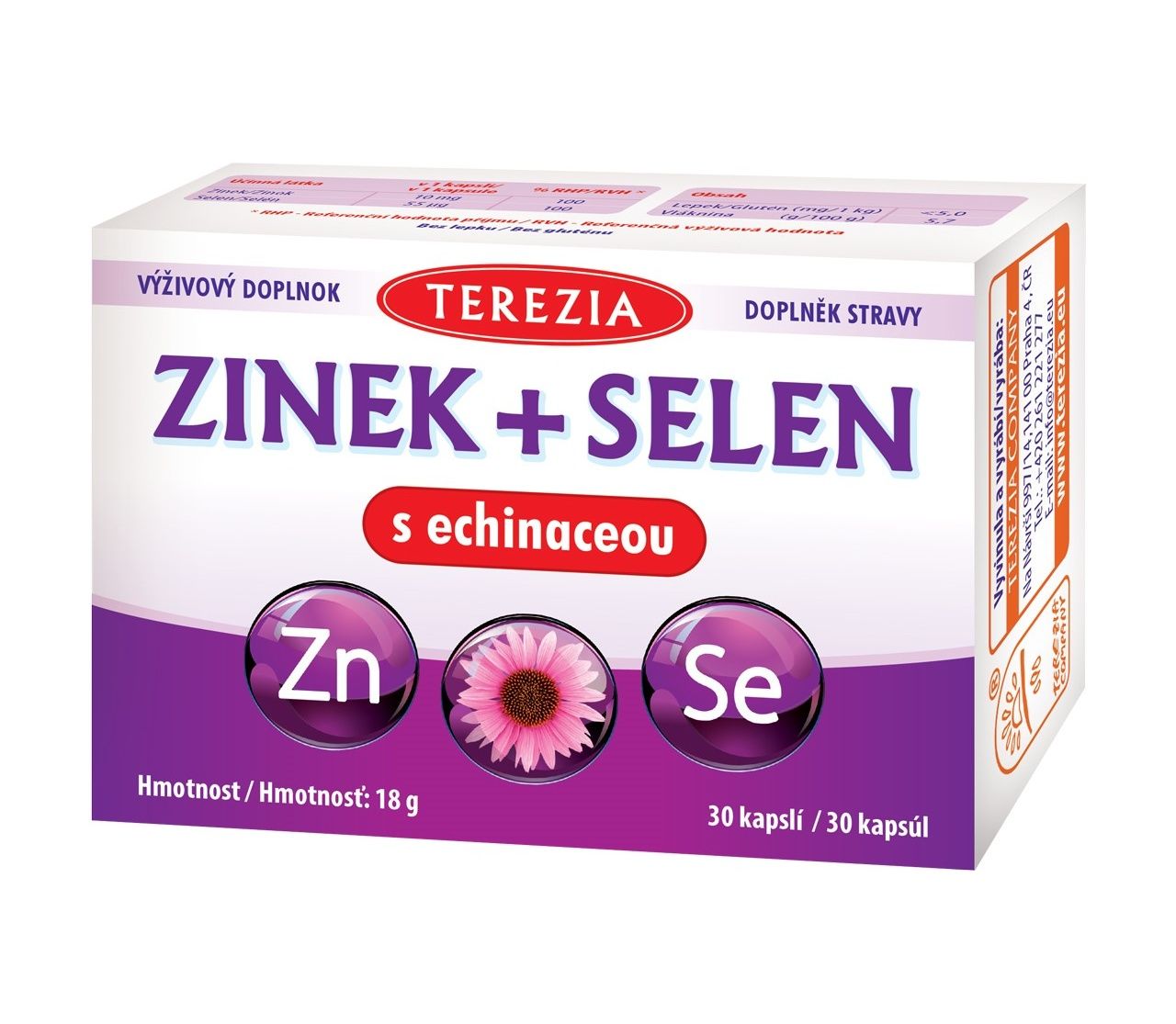 Terezia Zinek + selen s echinaceou 30 kapslí Terezia