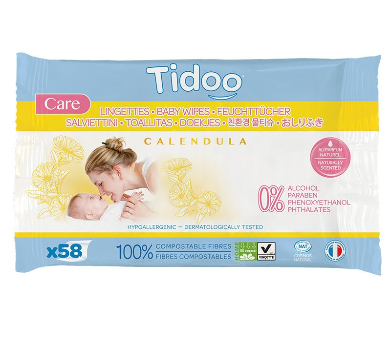 Tidoo Care BIO Jemné vhlčené ubrousky parfemované 58 ks Tidoo