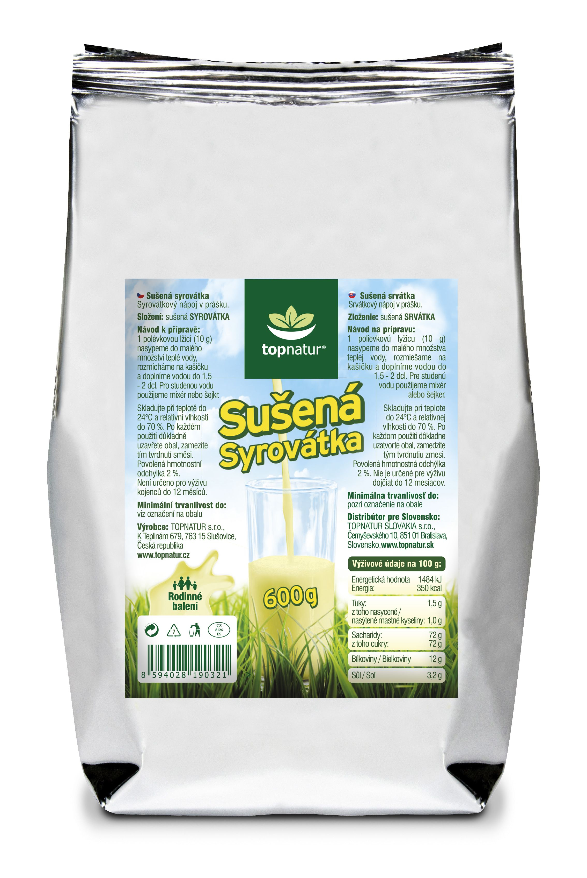 Topnatur Sušená syrovátka 600 g Topnatur