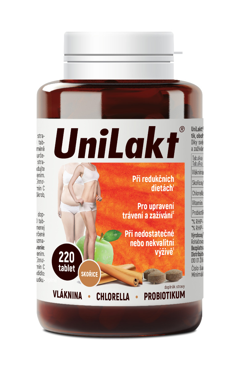 Unilakt se skořicí a řasou chlorella 220 tablet Unilakt