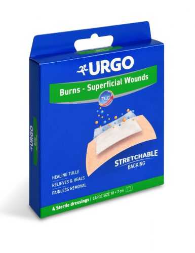 Urgo Burns Na popáleniny 10 x 7 cm lipidokoloidní náplast 4 ks Urgo