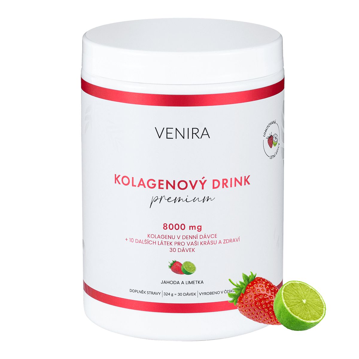 Venira Kolagenový drink Premium jahoda a limetka 324 g Venira