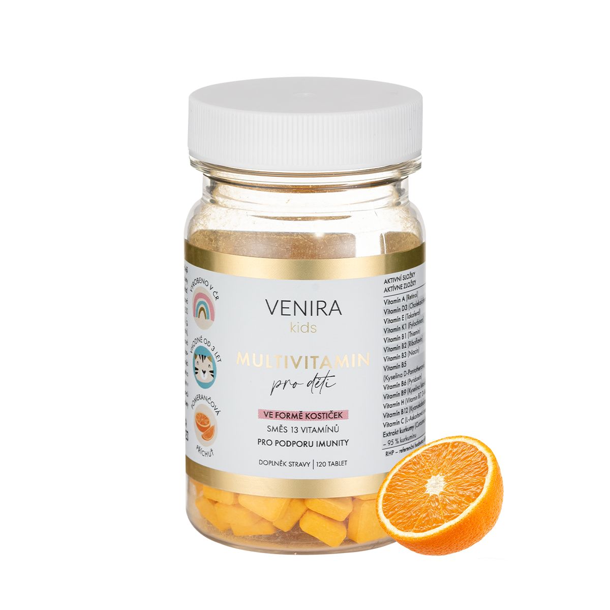 Venira kids Multivitamin pro děti ve formě kostiček pomeranč 120 tablet Venira
