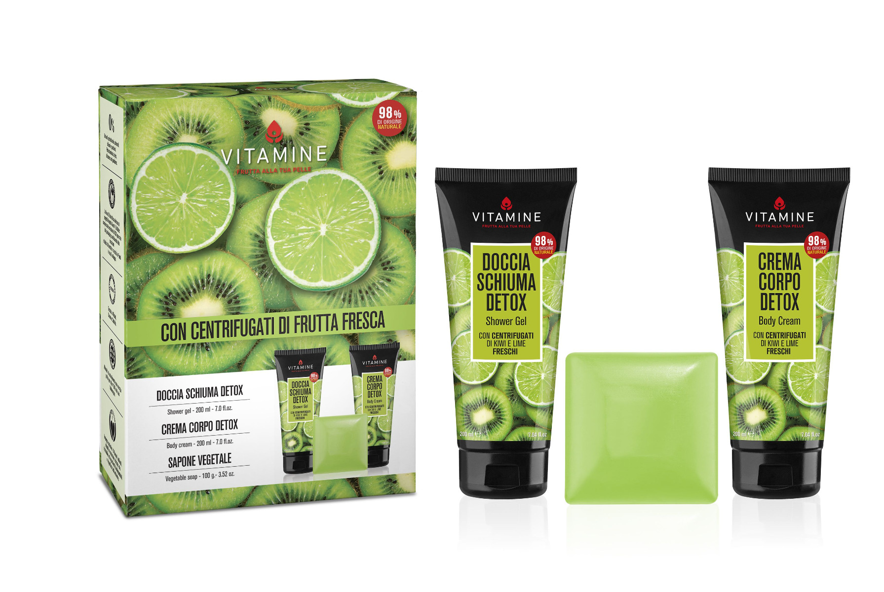 Vitamine Detox Kiwi a limetka kosmetická sada 3 ks Vitamine