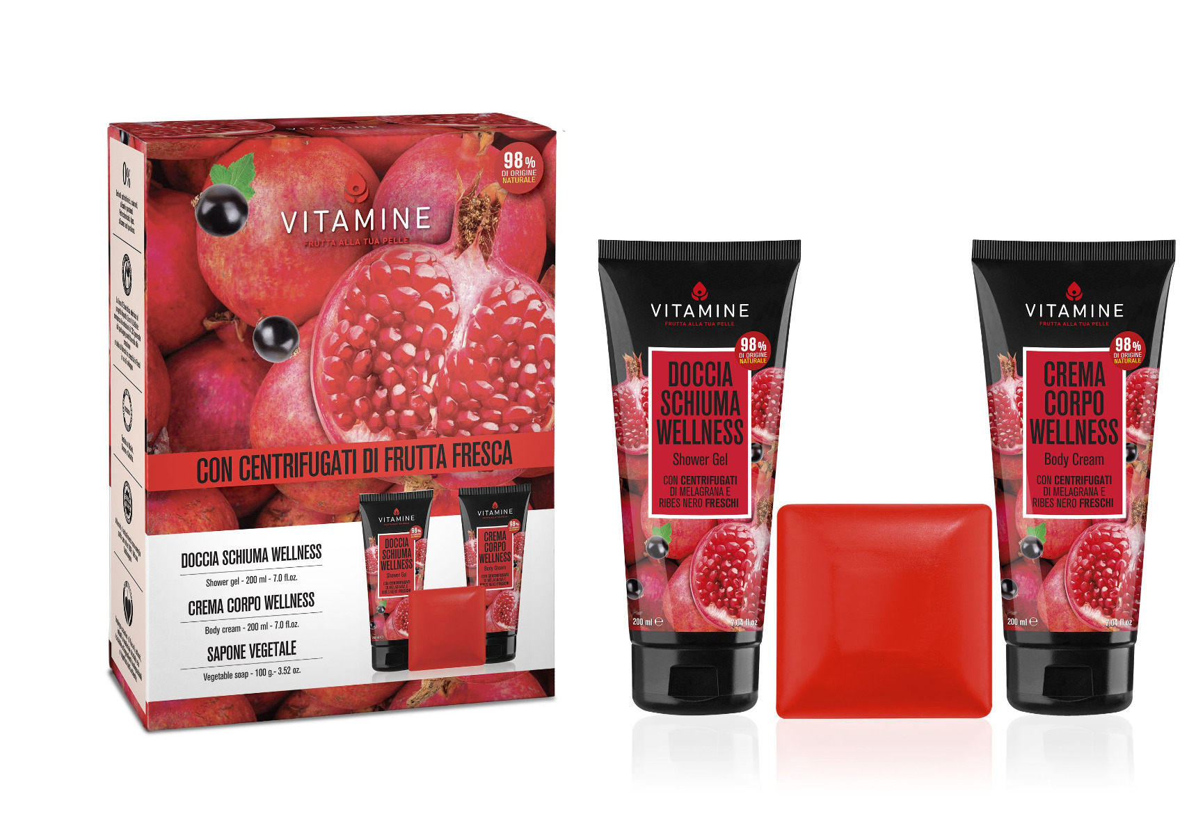 Vitamine Wellness Granátové jablko a rybíz kosmetická sada 3 ks Vitamine