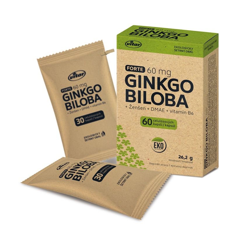 Vitar Ginkgo biloba 60 mg + DMAE + vitamin B6 EKO 60 kapslí Vitar