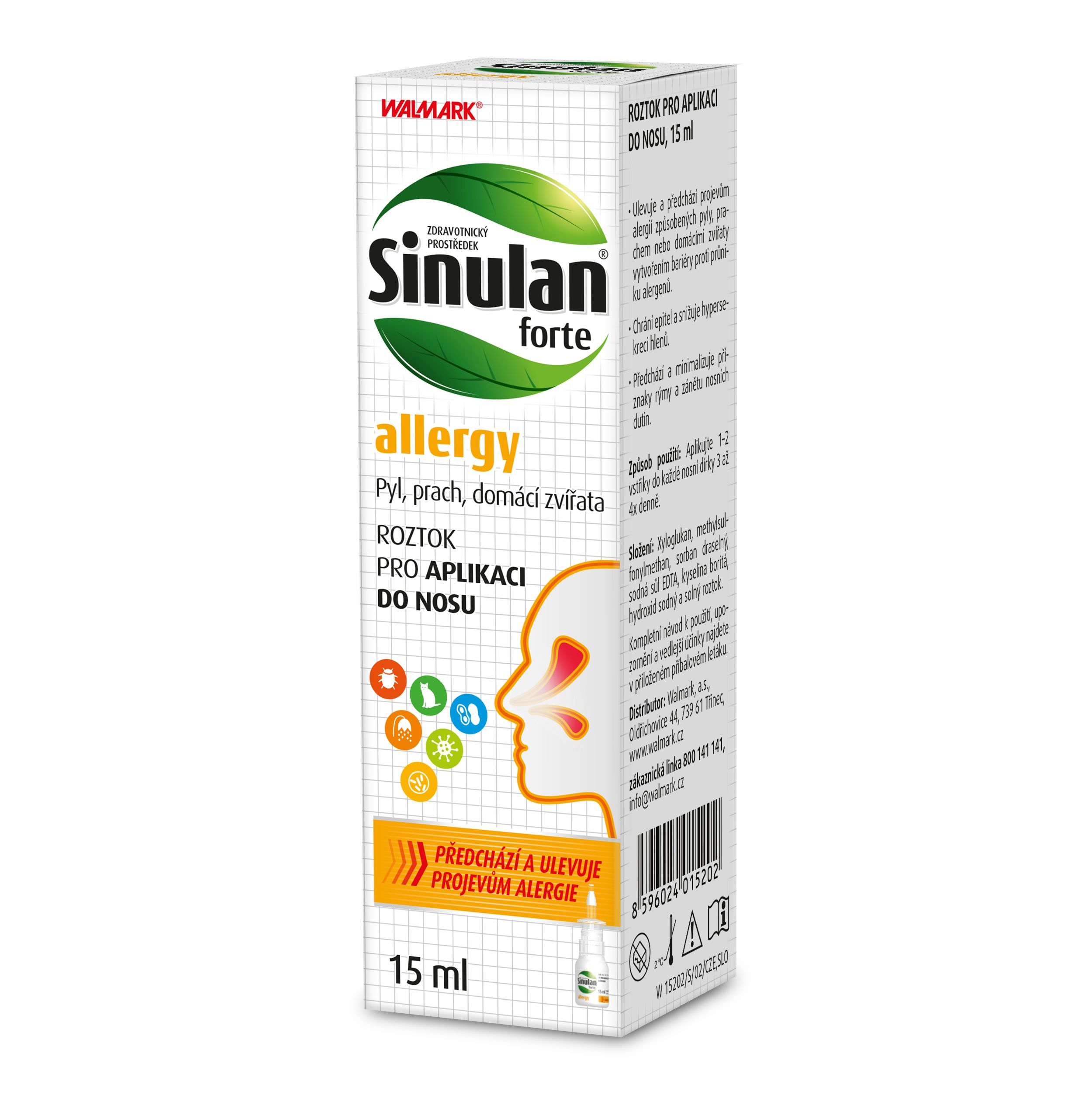 Walmark Sinulan forte allergy nosní sprej 15 ml Walmark