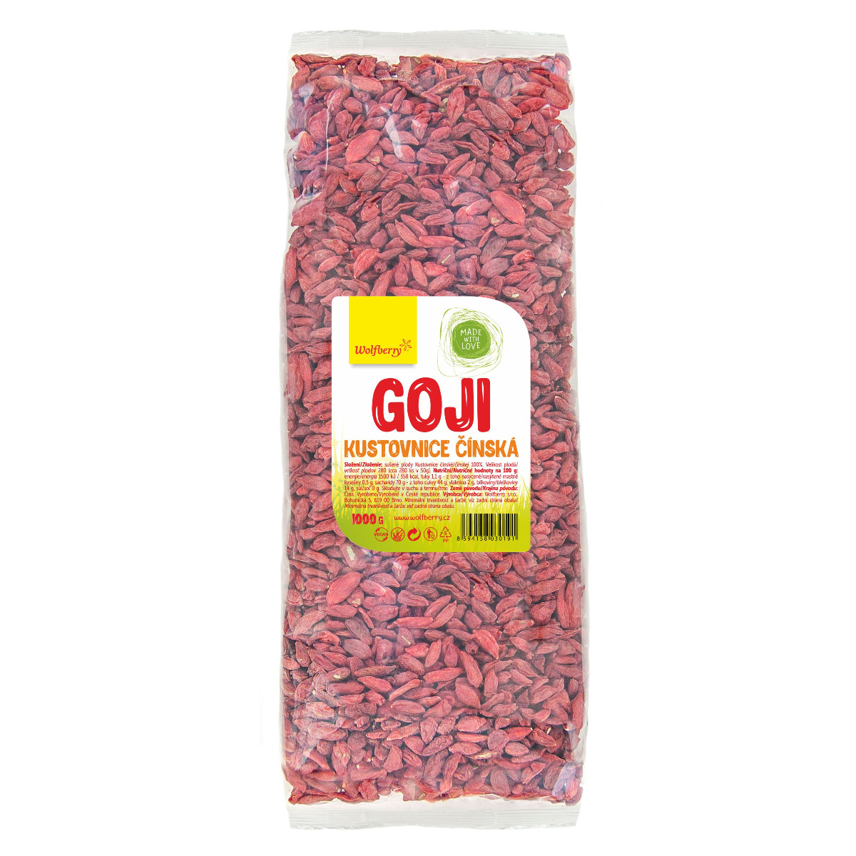 Wolfberry Goji kustovnice čínská sušené plody 1 kg Wolfberry