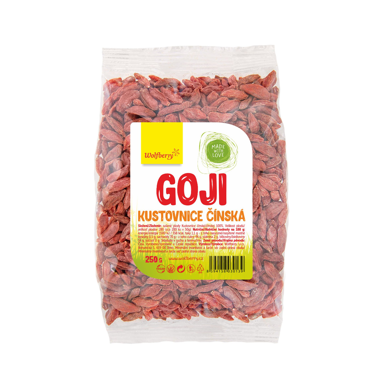 Wolfberry Goji kustovnice čínská sušené plody 250 g Wolfberry