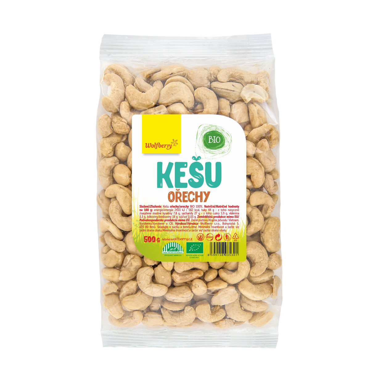 Wolfberry Kešu ořechy BIO 500 g Wolfberry