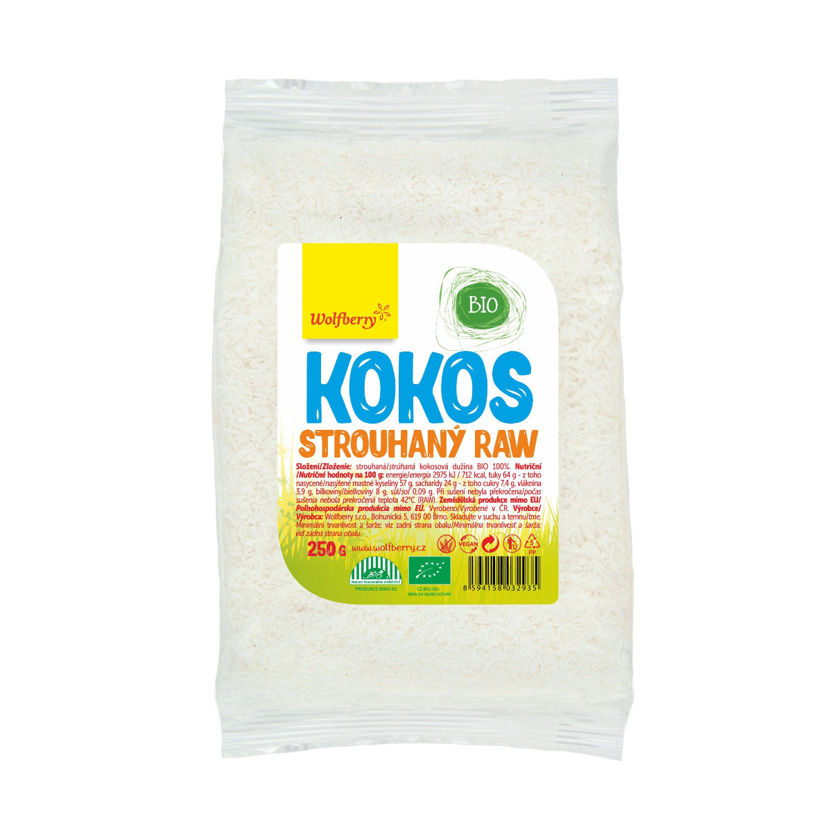 Wolfberry Kokos strouhaný BIO 250 g Wolfberry