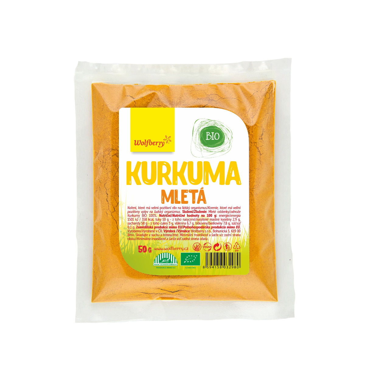 Wolfberry Kurkuma mletá BIO 50 g Wolfberry