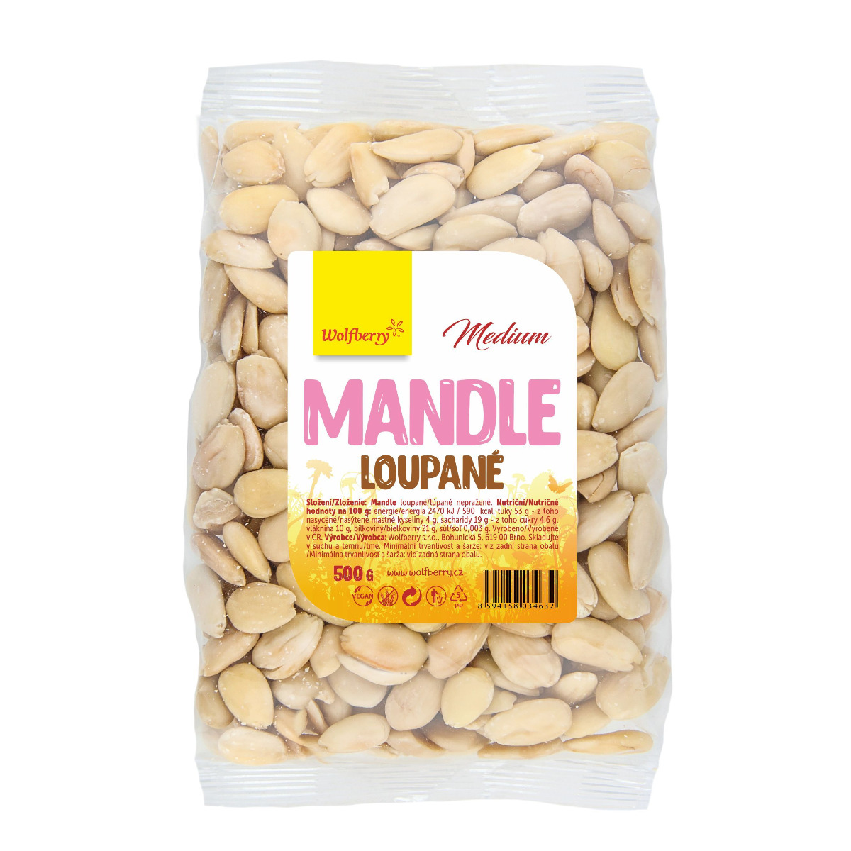 Wolfberry Mandle loupané medium 500 g Wolfberry