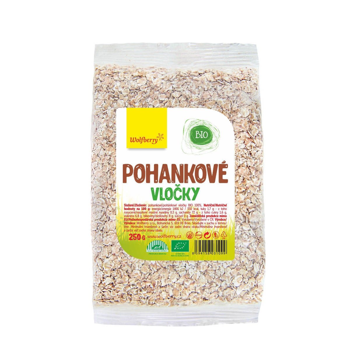 Wolfberry Pohankové vločky BIO 250 g Wolfberry