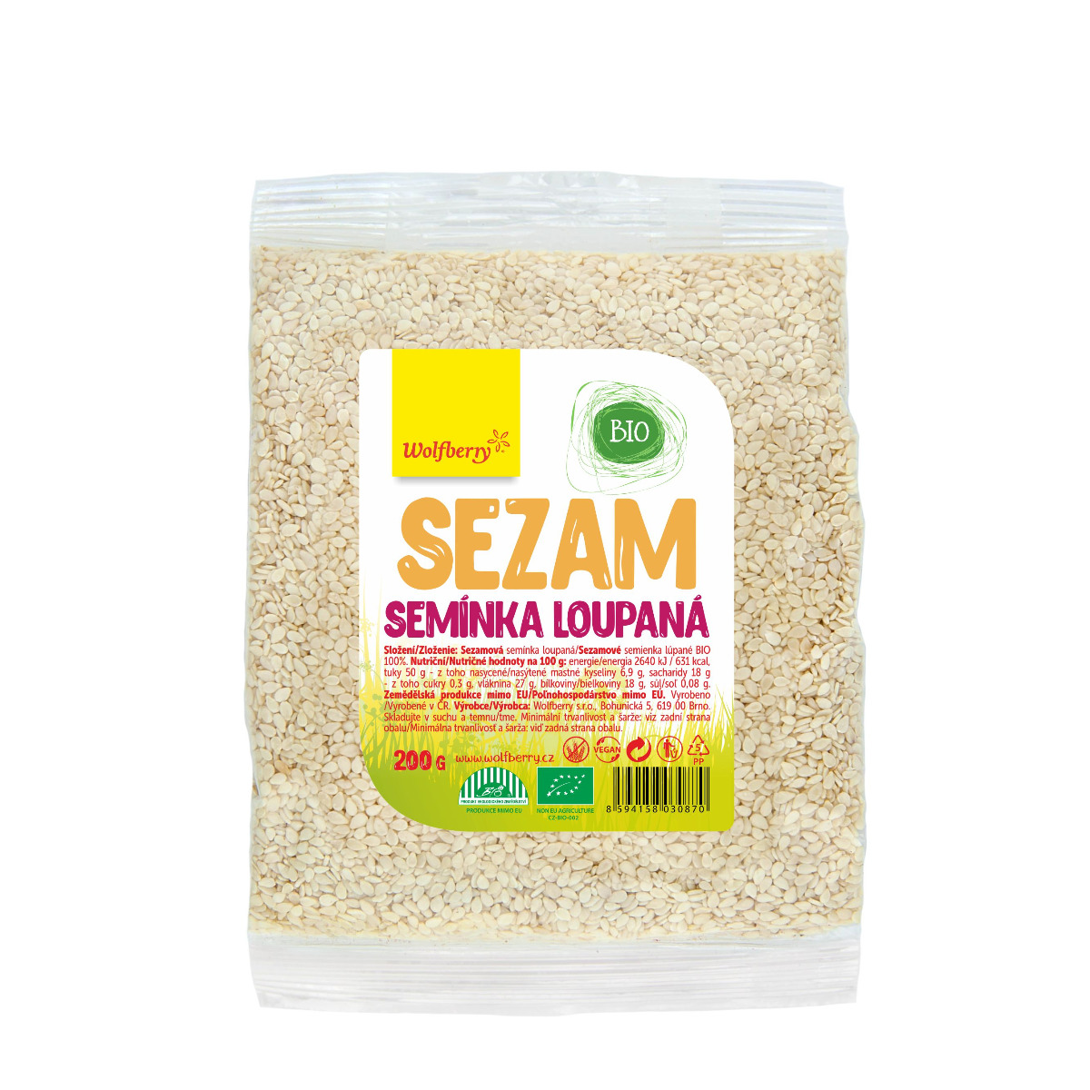 Wolfberry Sezamové semínko loupané BIO 200 g Wolfberry