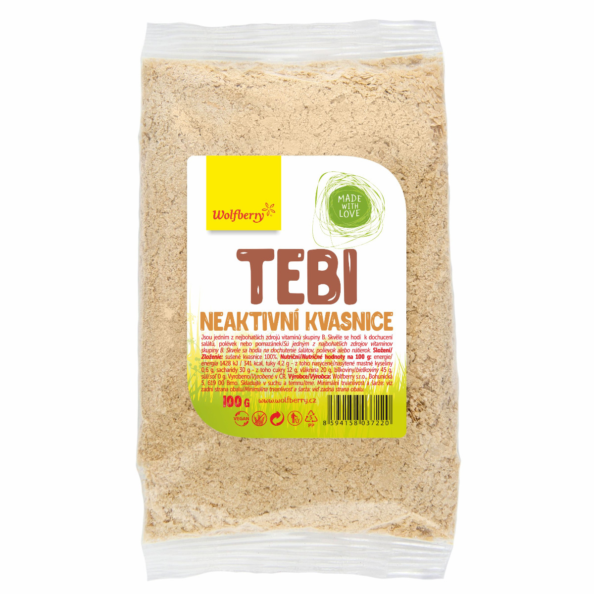 Wolfberry Tebi neaktivní kvasnice 100 g Wolfberry