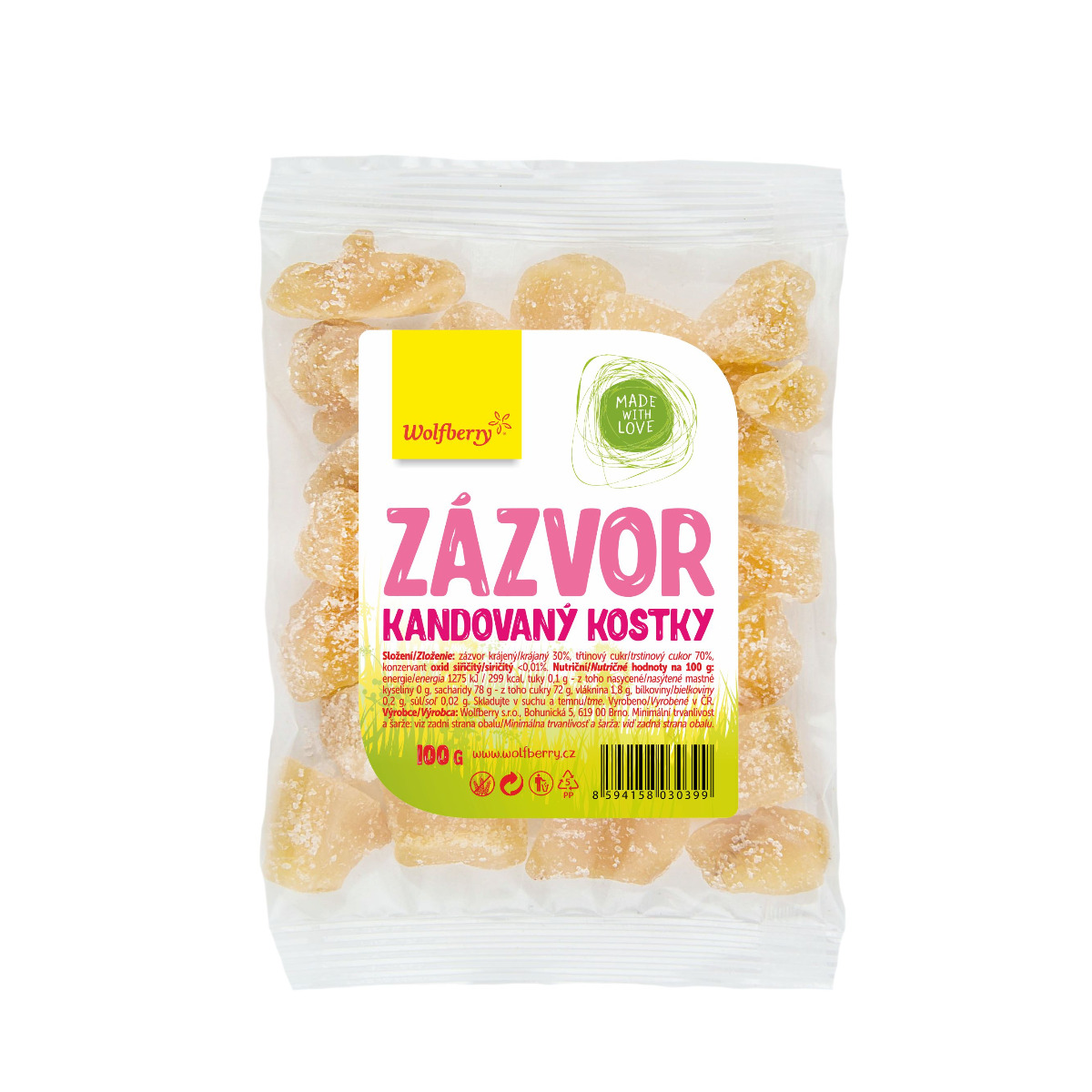 Wolfberry Zázvor kandovaný 100 g Wolfberry