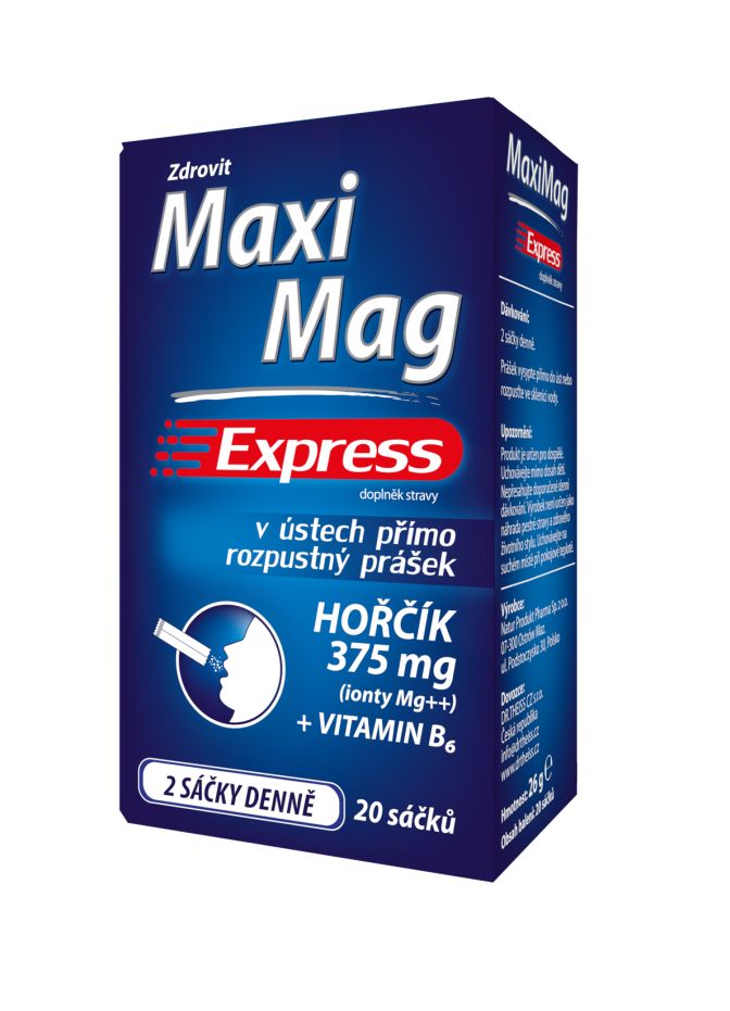 Zdrovit MaxiMag Express hořčík 375 mg + B6 direct 20 sáčků Zdrovit