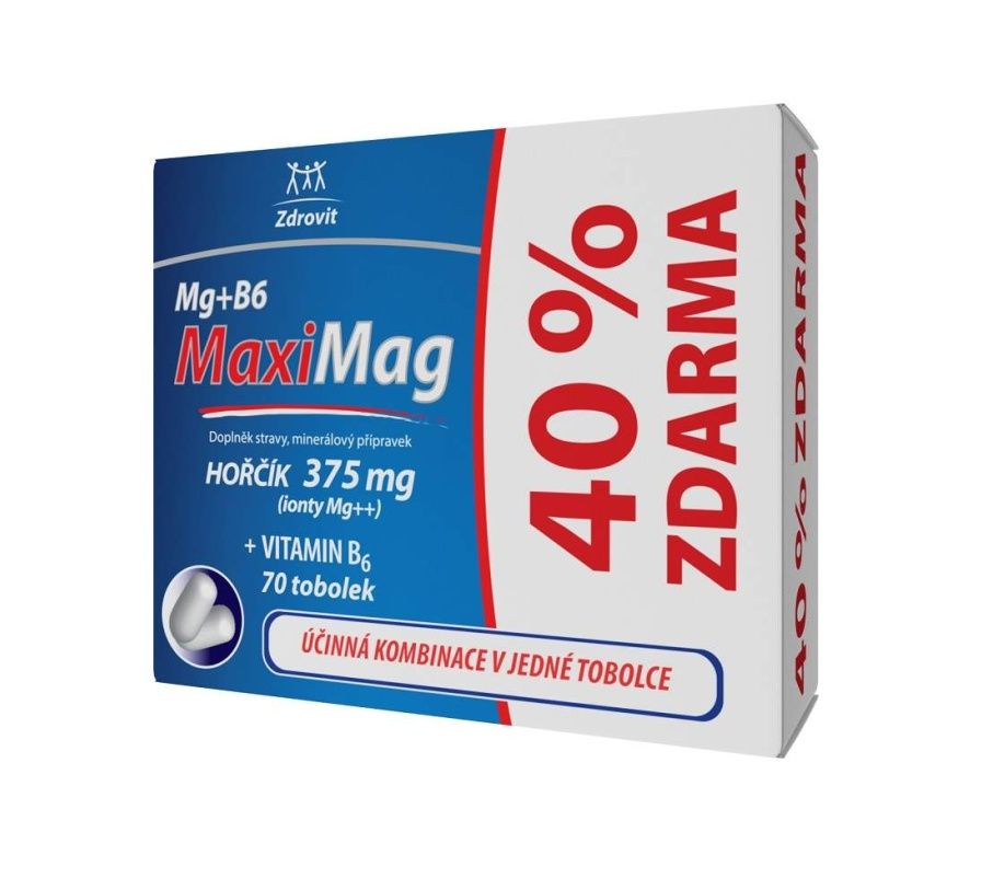 Zdrovit MaxiMag Hořčík 375 mg + B6 70 tobolek 40 % zdarma Zdrovit