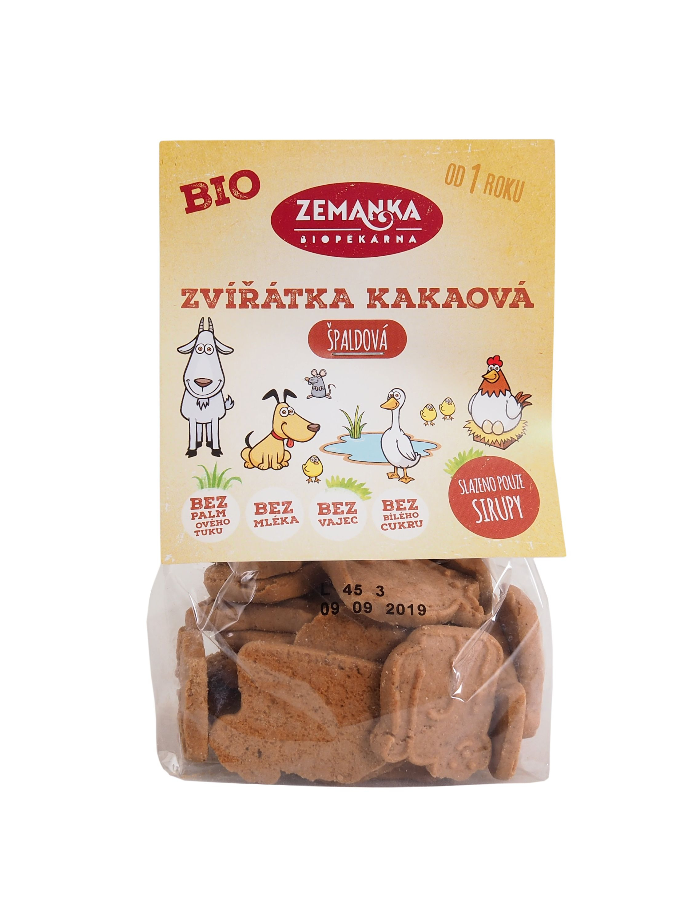 Zemanka BIO Špaldová kakaová zvířátka 100 g Zemanka